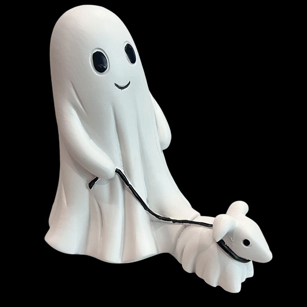 Boy Ghost Walking Ghost Dog Halloween Figure 6"H NEW